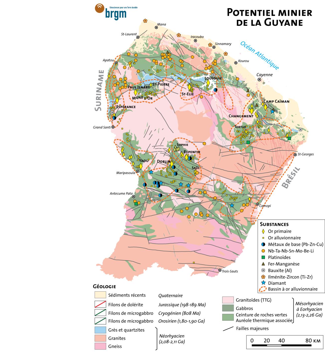 Potentiel minier de la Guyane (BRGM)