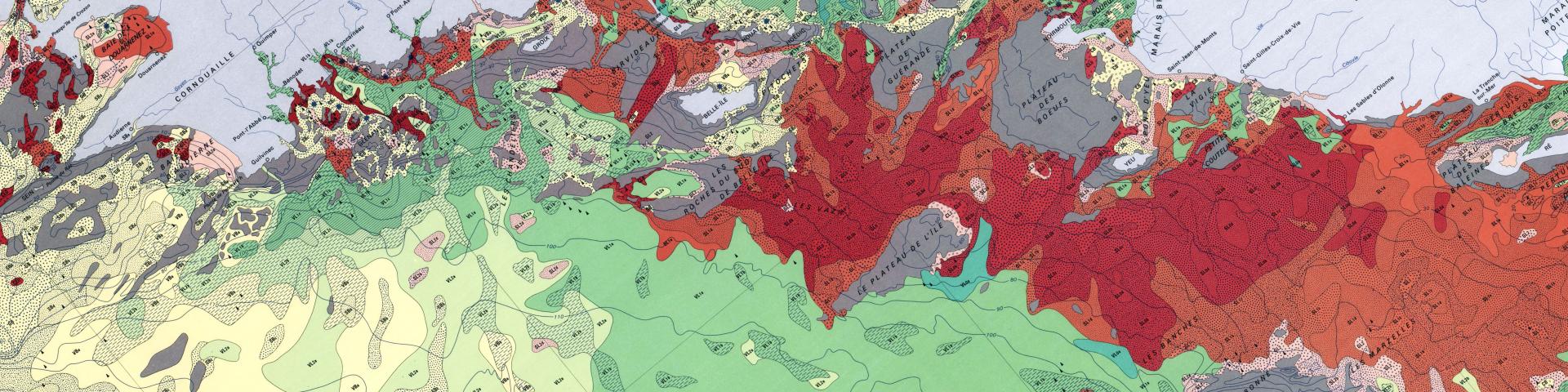 Extrait de la carte à 1/500 000 des sédiments superficiels marins du plateau continental du Golfe de Gascogne