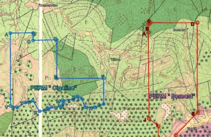Carte géologiques des PER "Bernard" et "Cigaline" - - Carte géologiques des PER "Bernard" et "Cigaline"