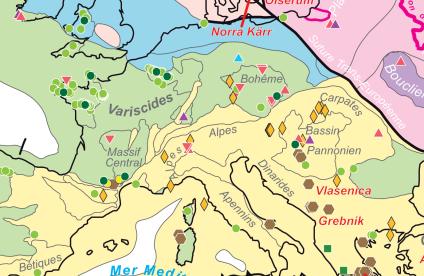 Carte des gisements de terres rares en Europe