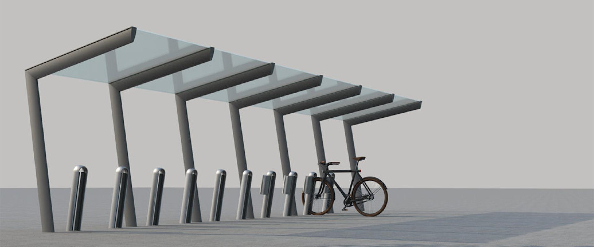 Abri vélos en aluminium bas-carbone - ©Kairos OG Abri vélos en aluminium bas-carbone