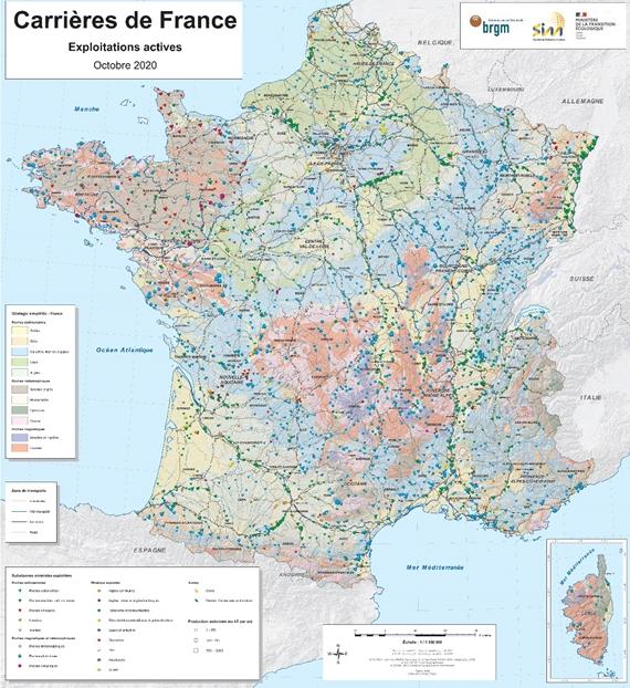 La Nouvelle Carte Des Carrières De France En 2020 | MineralInfo