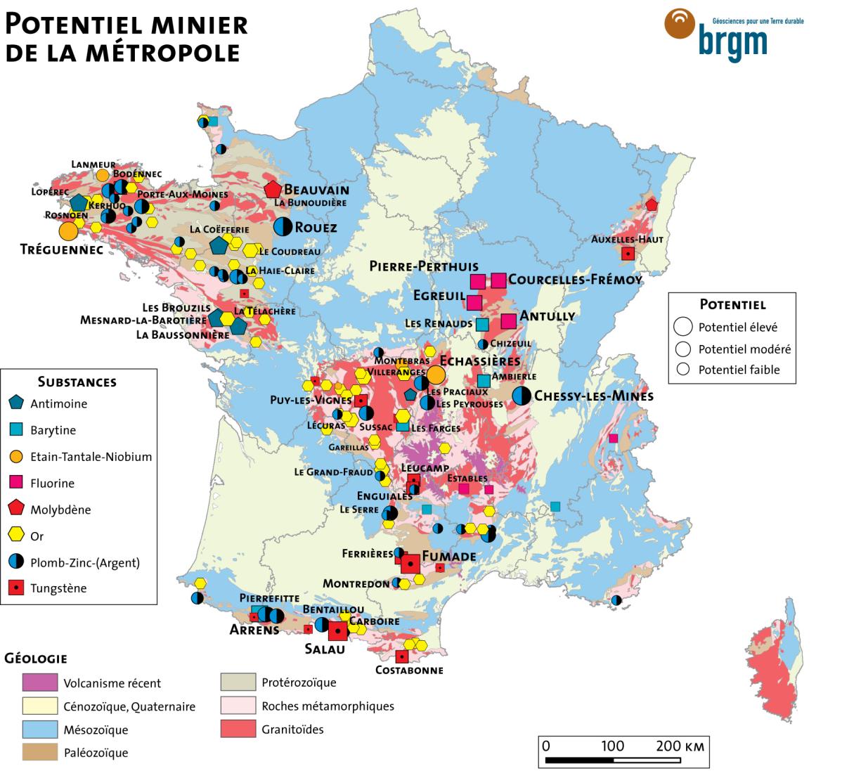 Potentiel minier de la France métropolitaine (BRGM)