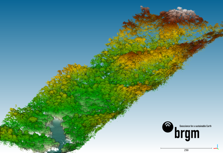 Nuage de points 3D acquis dans le cadre d'une couverture Lidar par drone