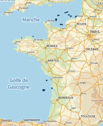 Concessions de granulats marins actives 